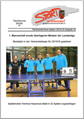Das SG Schorndorf Tischtennis Heft 35 ist da!